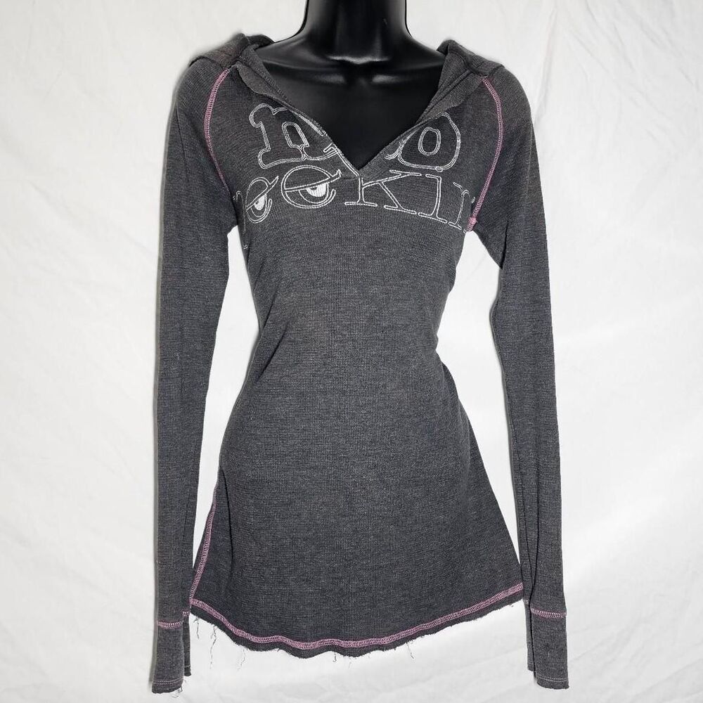 vintage y2k 2000s victorias secret pink no peeking grey long sleeve hoodie